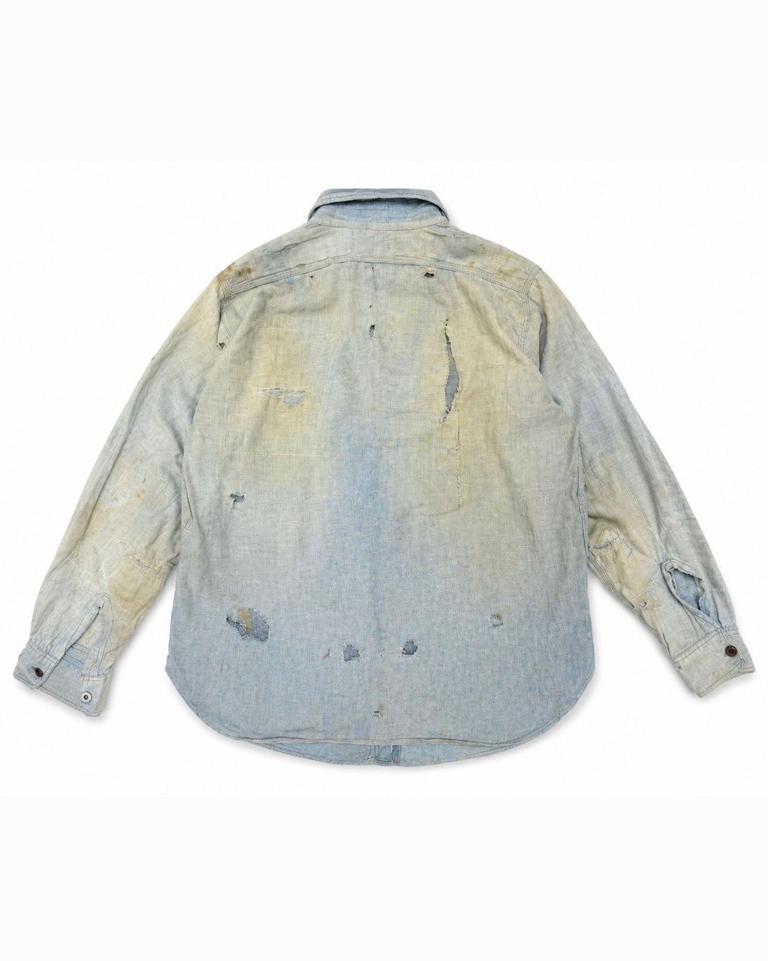 1930s-40s Sun Faded Chambray Work Shirt