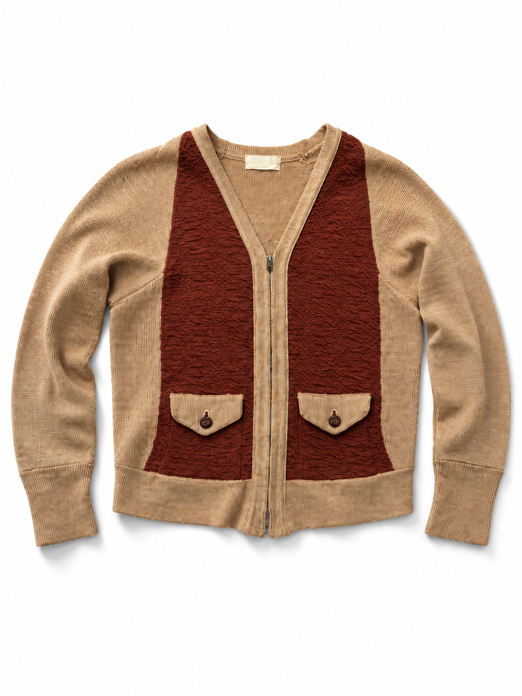1940s-1950s Two-Tone Knit Sportswear Cardigan