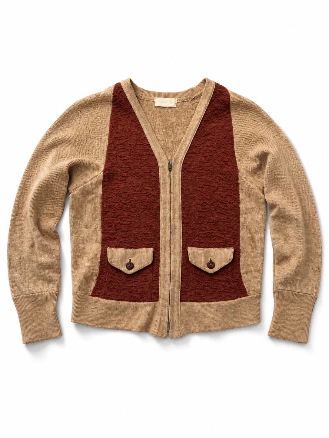 1940s-1950s Two-Tone Knit Sportswear Cardigan